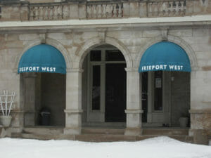 Classic dome awning with valance graphics in Twin Cities