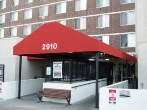 Large canopy with custom support system in Minneapolis