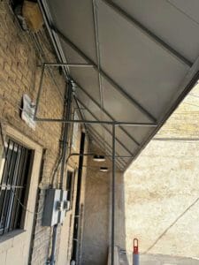Underneath View of Standing Seam Awning