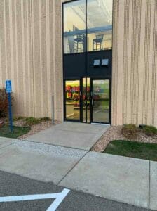 Before entrance canopy in Roseville