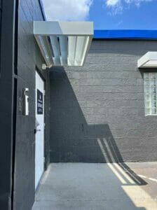 Underside of metal louvers