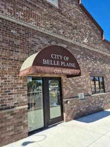 Awning at City Hall in Belle Plaine MN