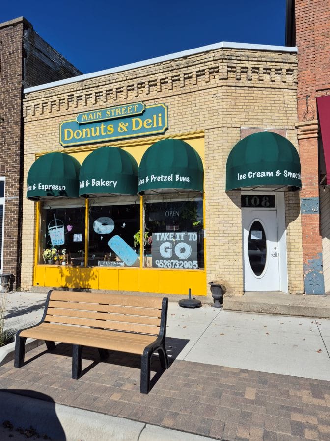 Bubble awnings on a donut shop