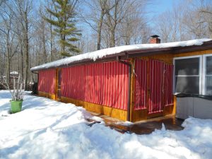 Traditional porch curtains for MN cabin